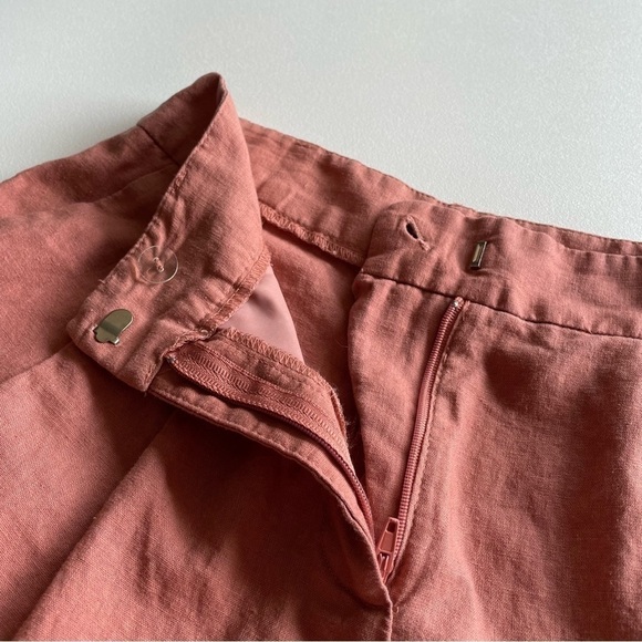 Asos Tailored Linen Culotte In Salmon Pink Cropped Size 4 - Picture 6 of 12